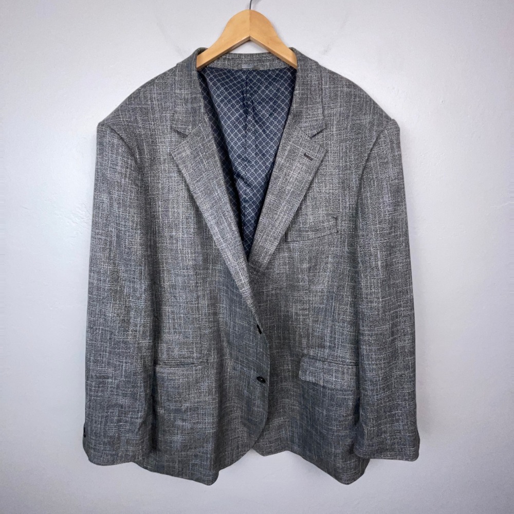 Oak Hill Blazer Men 54L 3XLT Tall Gray Two Button Crosshatch Sport Coat Jacket